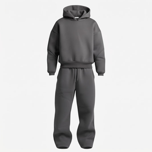 Jack - Men's Oversized Hooded Tracksuit Set with Drawstring Waist - Outfit Sets - Dark Grey - Taylor & Bennett