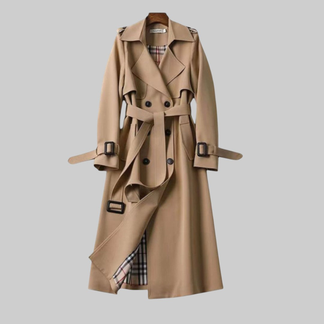 Dames Trenchcoat Dubbelrij Knopen met Ceintuur
