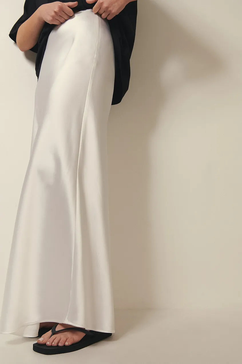 Dames Hoge Taille Midi Rok – Satijn, Effen, Casual voor Diverse Gelegenheden