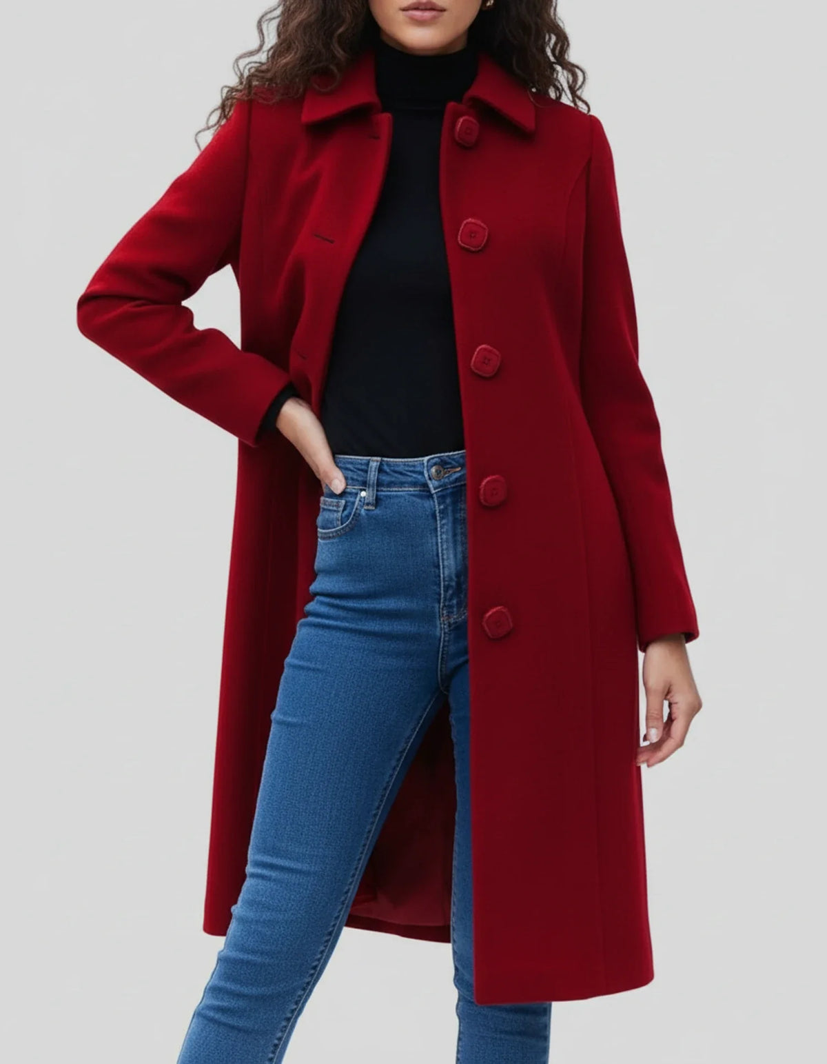 Dames Trenchcoat met Knoopsluiting - Getailleerde Winterjas