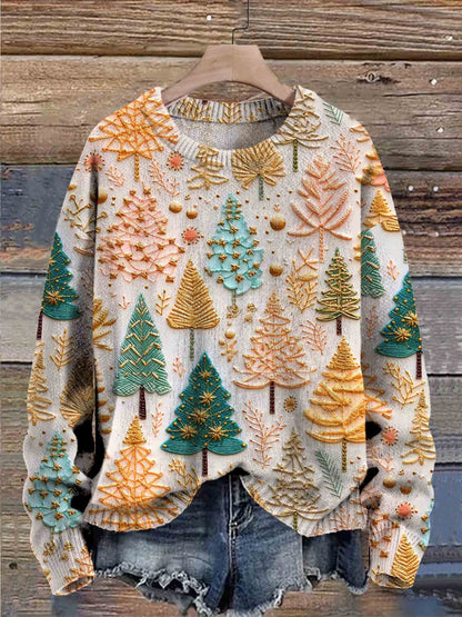 Dames Gebreide Kersttrui – Effen, Comfortabele Feestkleding voor de Winter