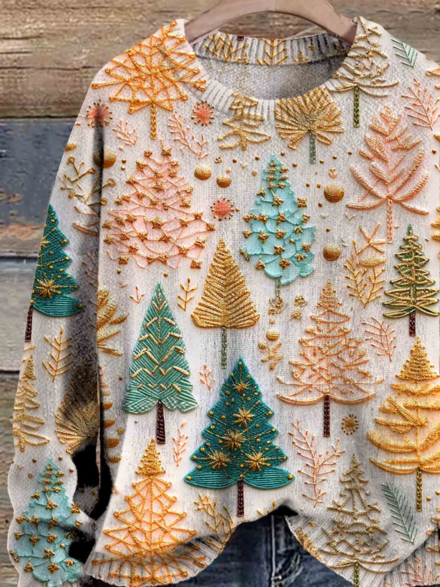 Dames Gebreide Kersttrui – Effen, Comfortabele Feestkleding voor de Winter
