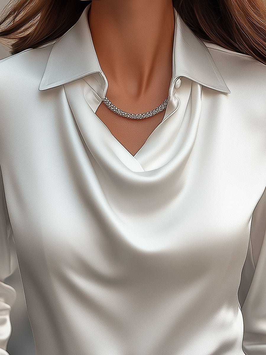 Dames Getailleerde Blouse – Met Draped Halslijn, Geschikt voor Werk en Dagelijks Gebruik
