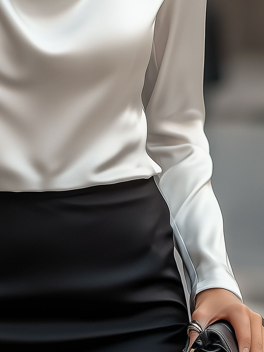 Dames Getailleerde Blouse – Met Draped Halslijn, Geschikt voor Werk en Dagelijks Gebruik