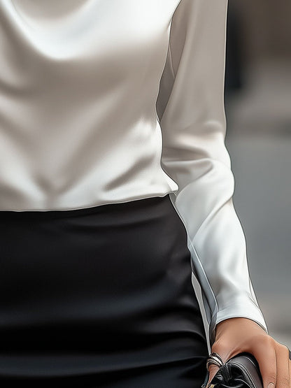 Dames Getailleerde Blouse – Met Draped Halslijn, Geschikt voor Werk en Dagelijks Gebruik