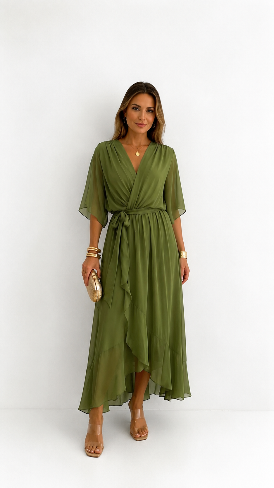 Dames Galajurk Chiffon met Portefeuille-Silhouet