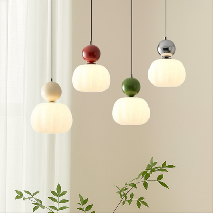 Art Deco Hanglamp met Acrylen Kap en Gelakte Bol