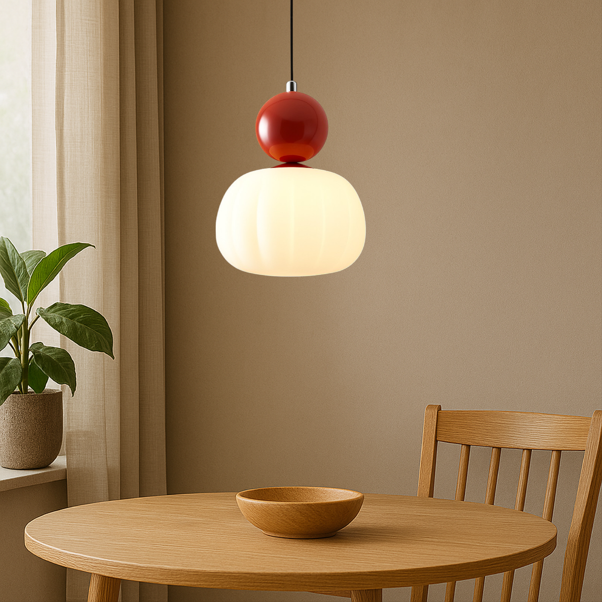 Art Deco Hanglamp met Acrylen Kap en Gelakte Bol