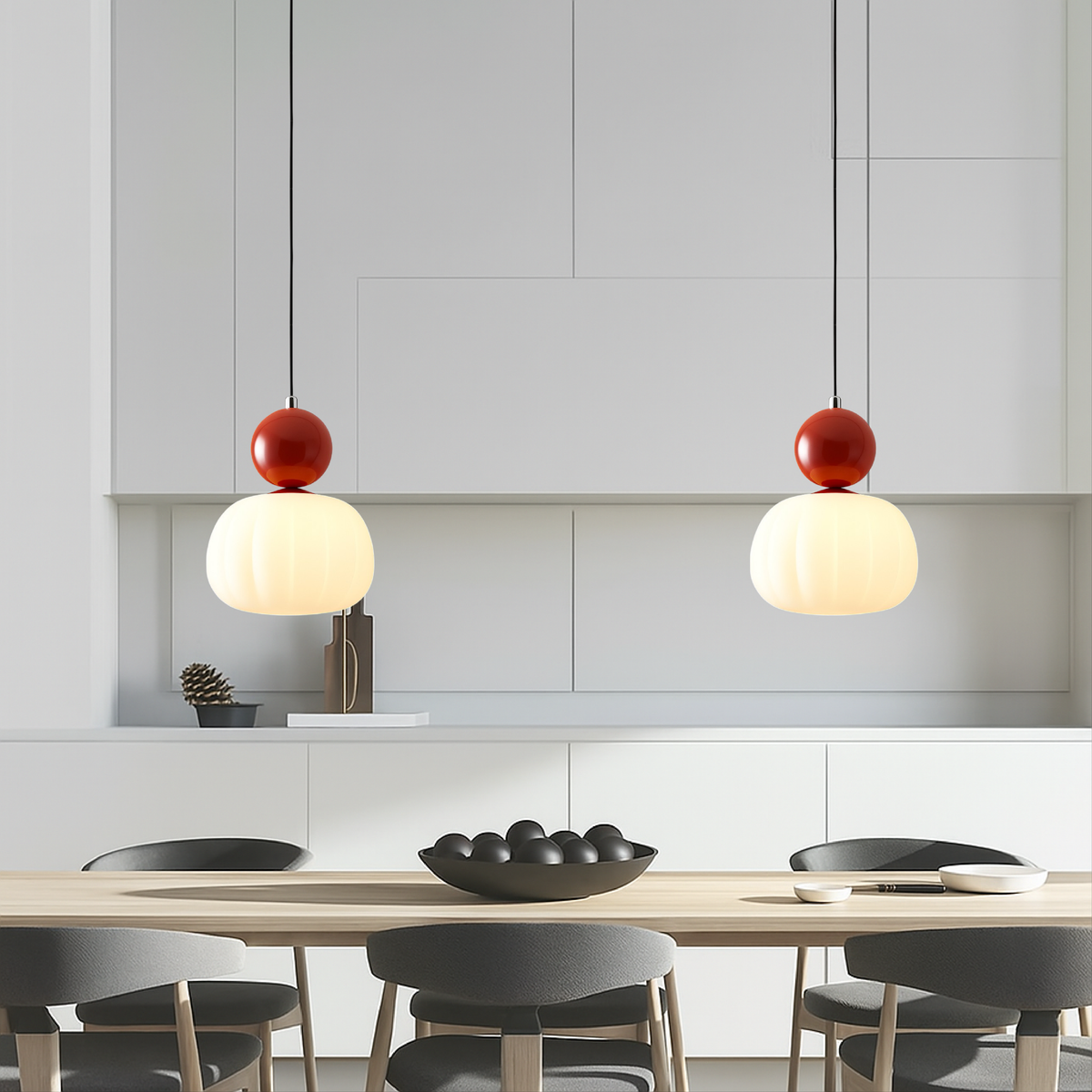 Art Deco Hanglamp met Acrylen Kap en Gelakte Bol