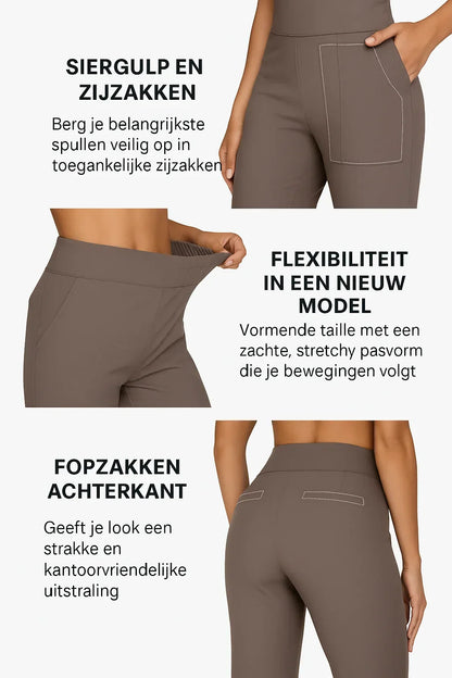 Dames Broek Hoge Taille Stretch – Comfortabele Pull-On Pantalon