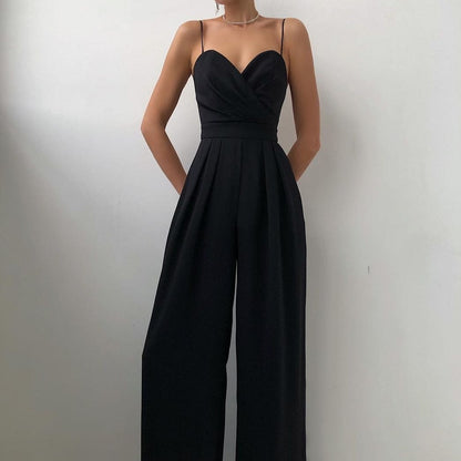 Dames Jumpsuit met Hartvormige Halslijn en Wijde Pijpen