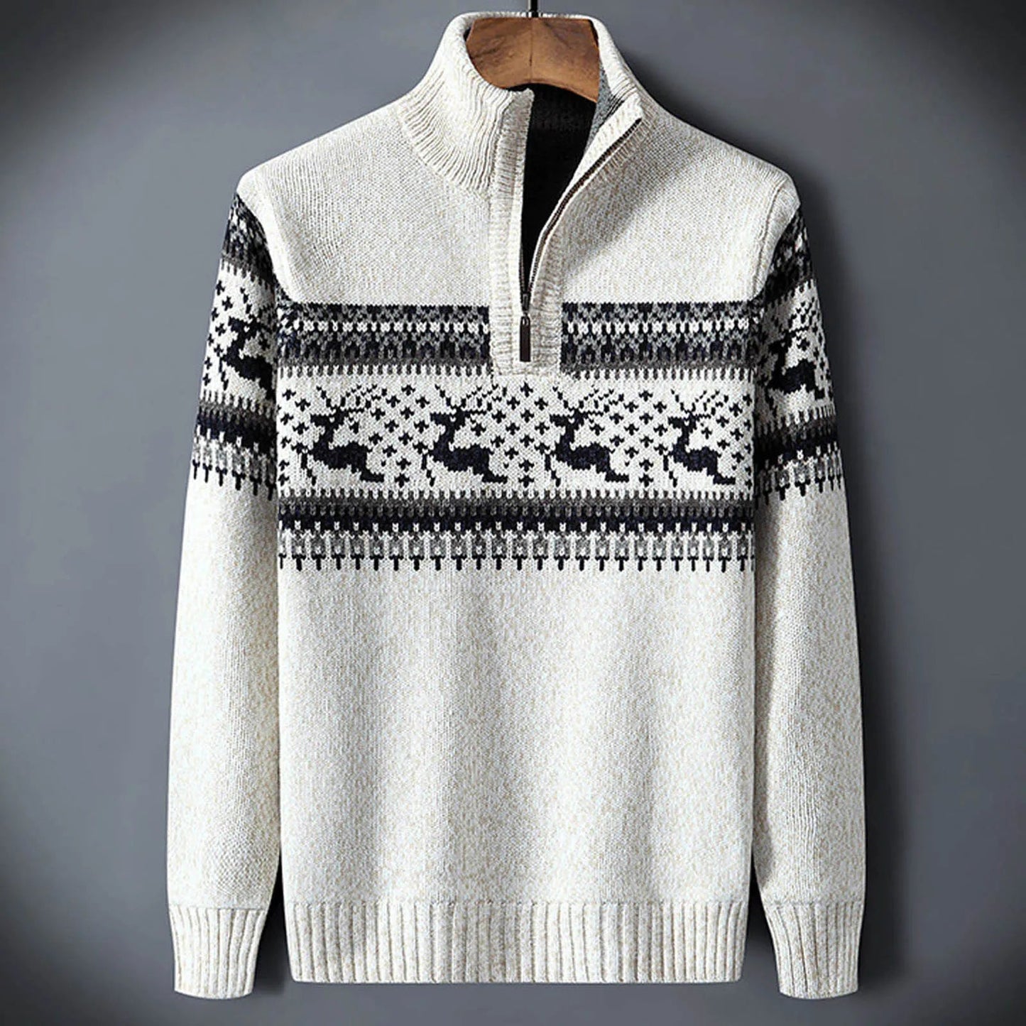 Kris | Men's Fair Isle Half-Zip Sweater - Image 1