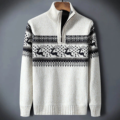 Kris | Men's Fair Isle Half-Zip Sweater - Image 1