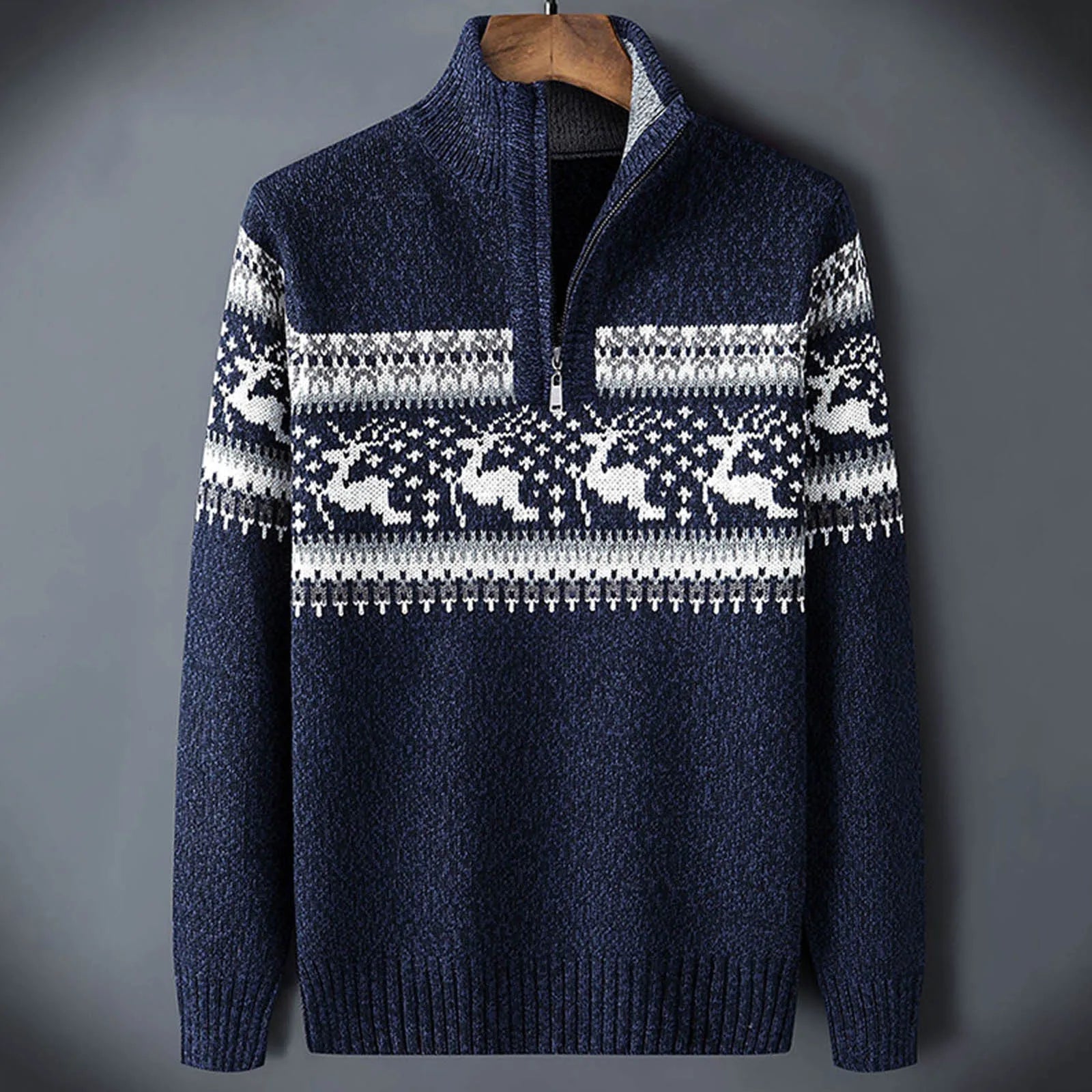 Kris | Men's Fair Isle Half-Zip Sweater - Image 2