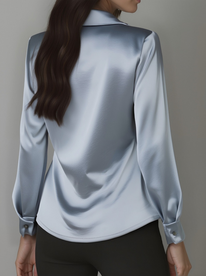 Dames Getailleerde Blouse – Met Draped Halslijn, Geschikt voor Werk en Dagelijks Gebruik
