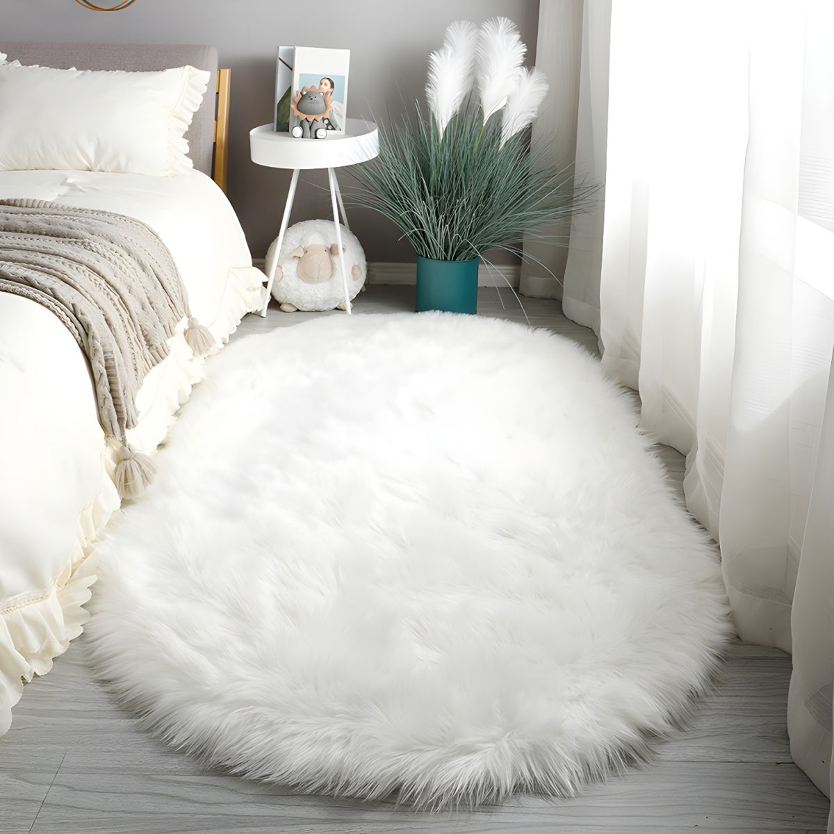 Ovaal Vloerkleed Fluffy Hoogpolig - Zijde en Wol Mix