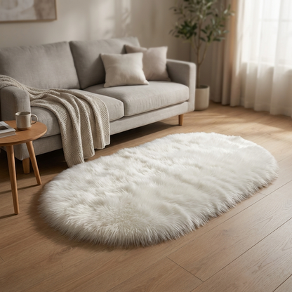Ovaal Vloerkleed Fluffy Hoogpolig - Zijde en Wol Mix