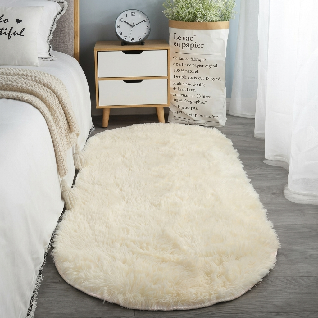 Ovaal Vloerkleed Fluffy Hoogpolig - Zijde en Wol Mix