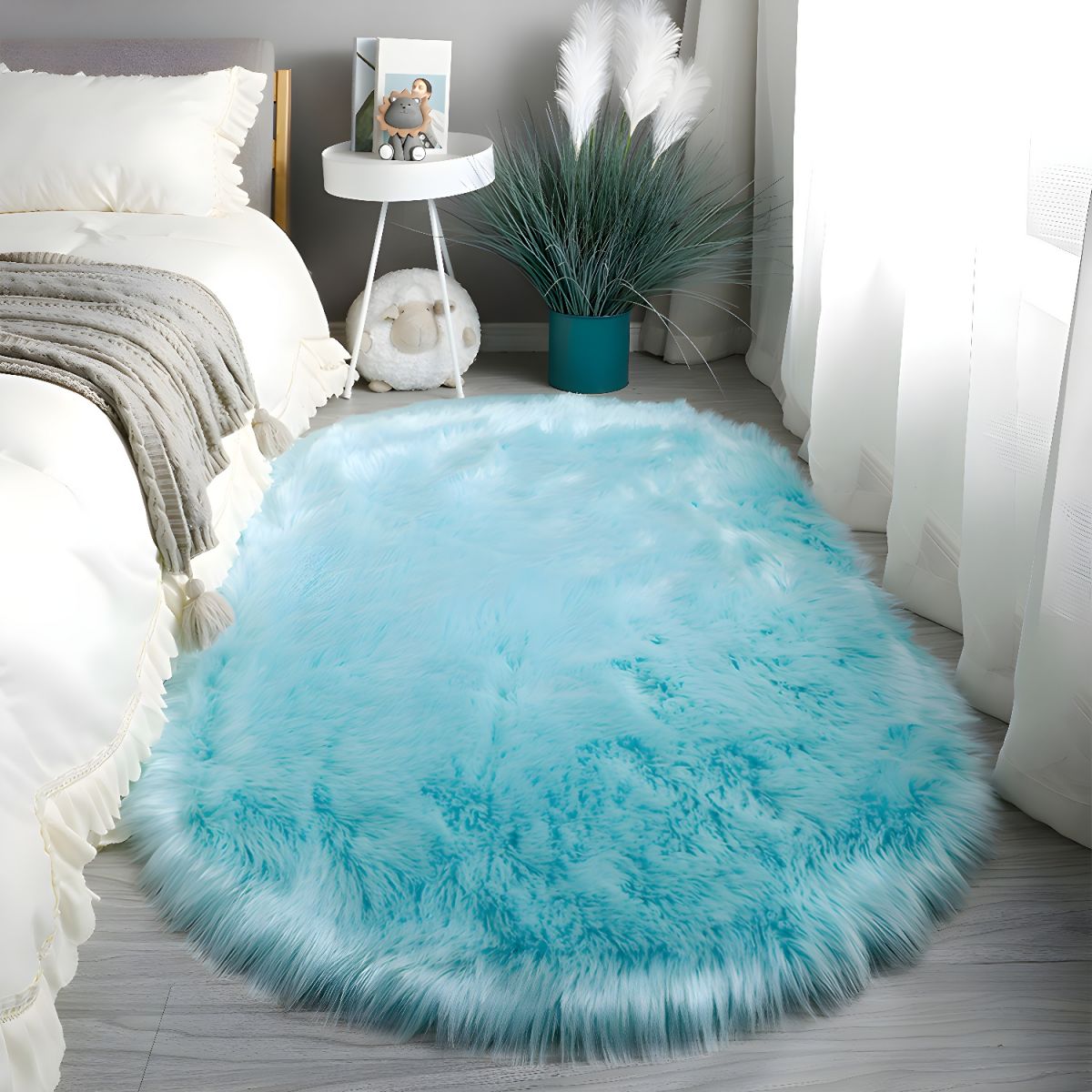 Ovaal Vloerkleed Fluffy Hoogpolig - Zijde en Wol Mix
