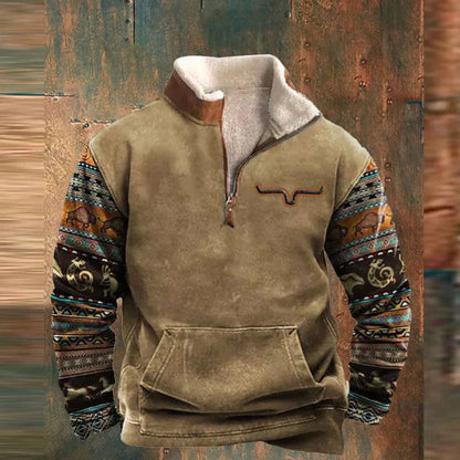 Laurent beige sweater met dierenprint mouwen, vooraanzicht