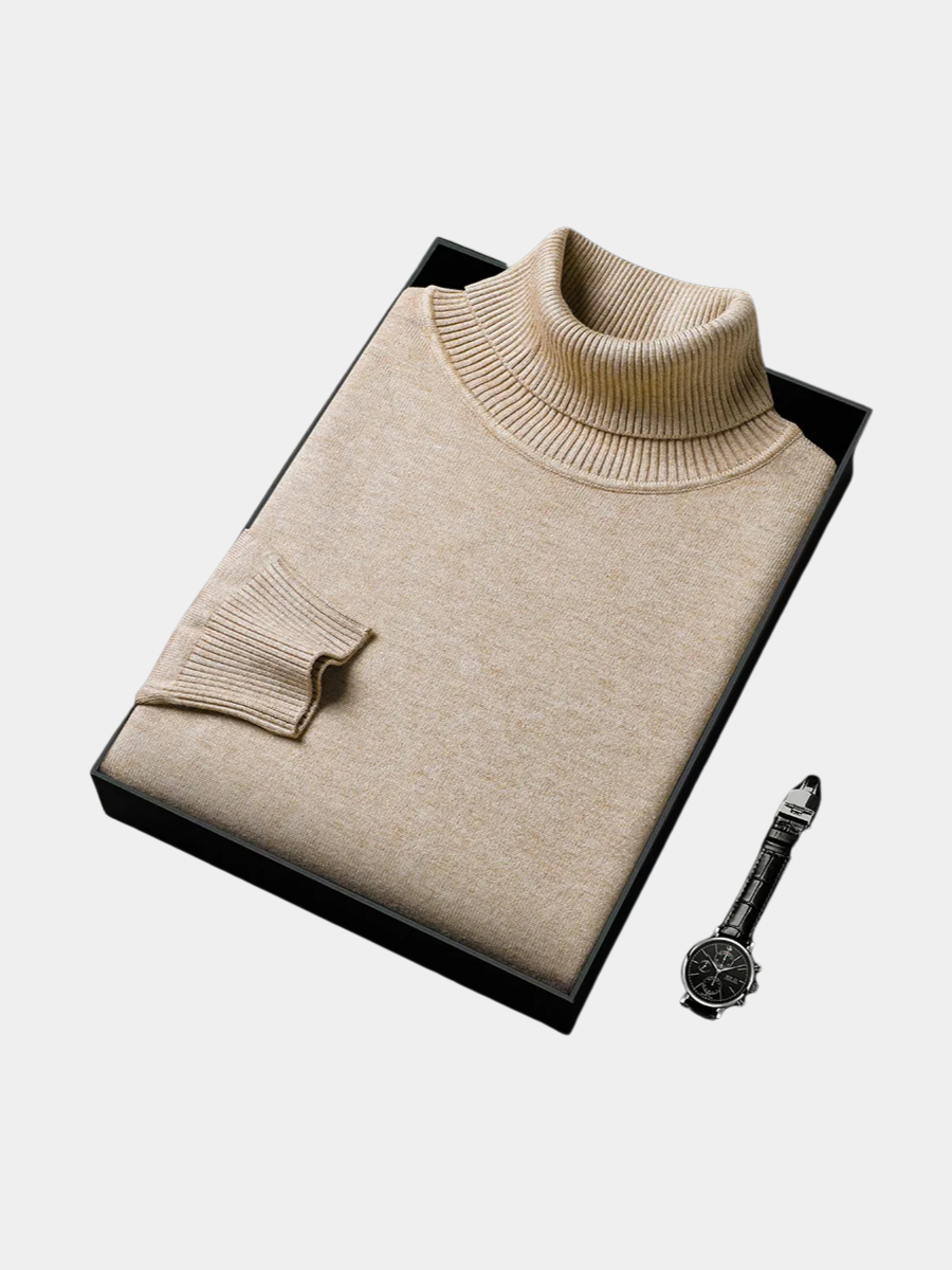 Laurent beige coltrui gevouwen in geschenkdoos met horloge