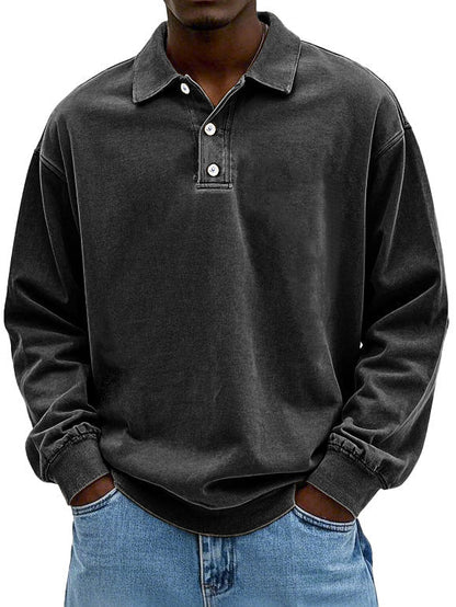 Laurent oversized polokraag sweater in zwart, vooraanzicht