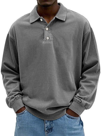 Laurent oversized polokraag sweater in grijs, vooraanzicht