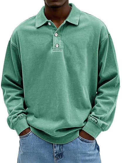 Laurent oversized polokraag sweater in groen, vooraanzicht