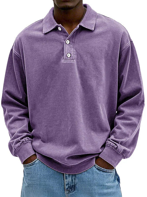 Laurent oversized polokraag sweater in paars, vooraanzicht