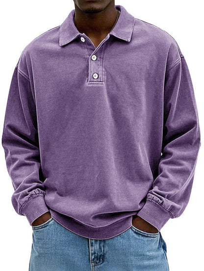 Laurent oversized polokraag sweater in paars, vooraanzicht