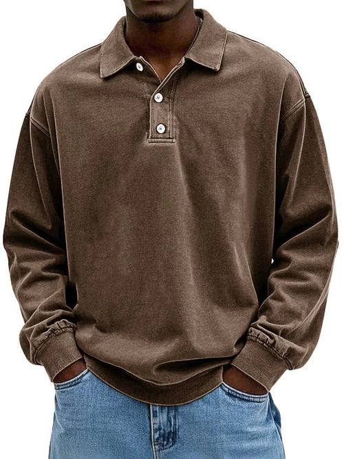 Laurent oversized polokraag sweater in bruin, vooraanzicht