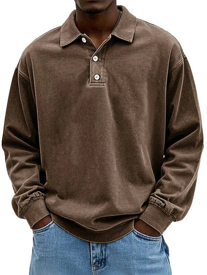 Laurent oversized polokraag sweater in bruin, vooraanzicht