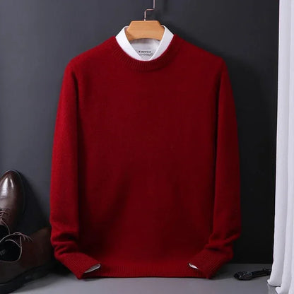 Laurent ronde hals pullover in bordeauxrood, vooraanzicht