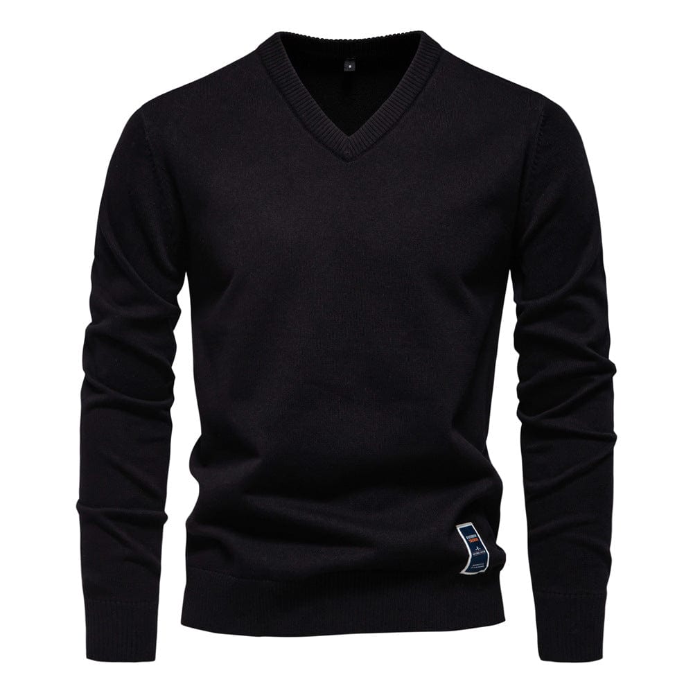 Laurent zwarte V-hals pullover, vooraanzicht