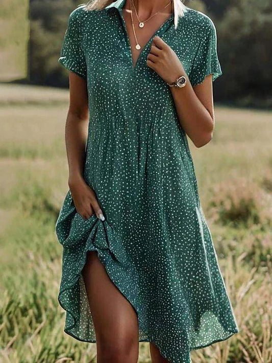 Dames Blousejurk Midi met Korte Mouw
