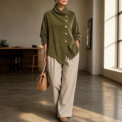 Dames Jack met Asymmetrische Knopen en Ribstructuur