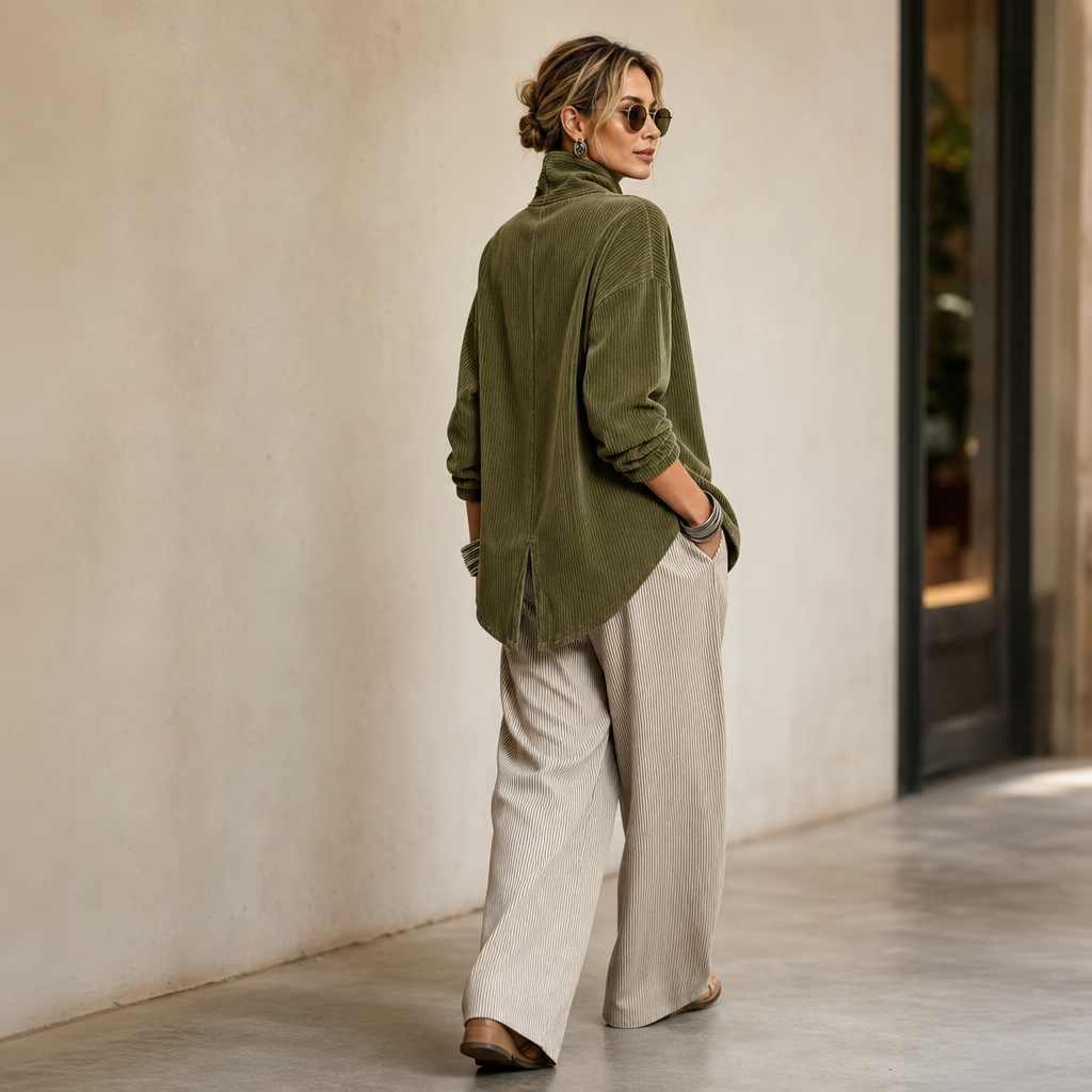 Dames Jack met Asymmetrische Knopen en Ribstructuur
