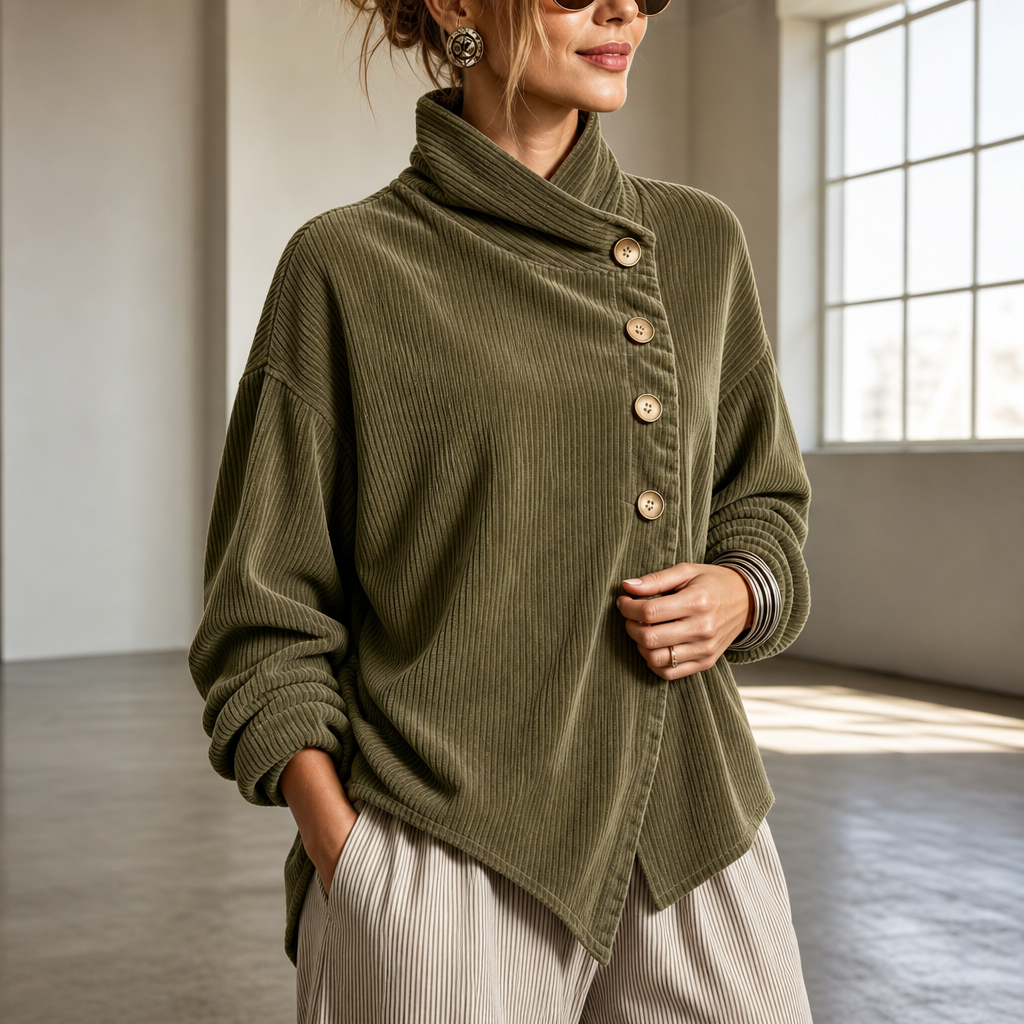 Dames Jack met Asymmetrische Knopen en Ribstructuur