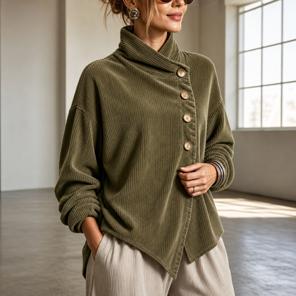 Dames Jack met Asymmetrische Knopen en Ribstructuur