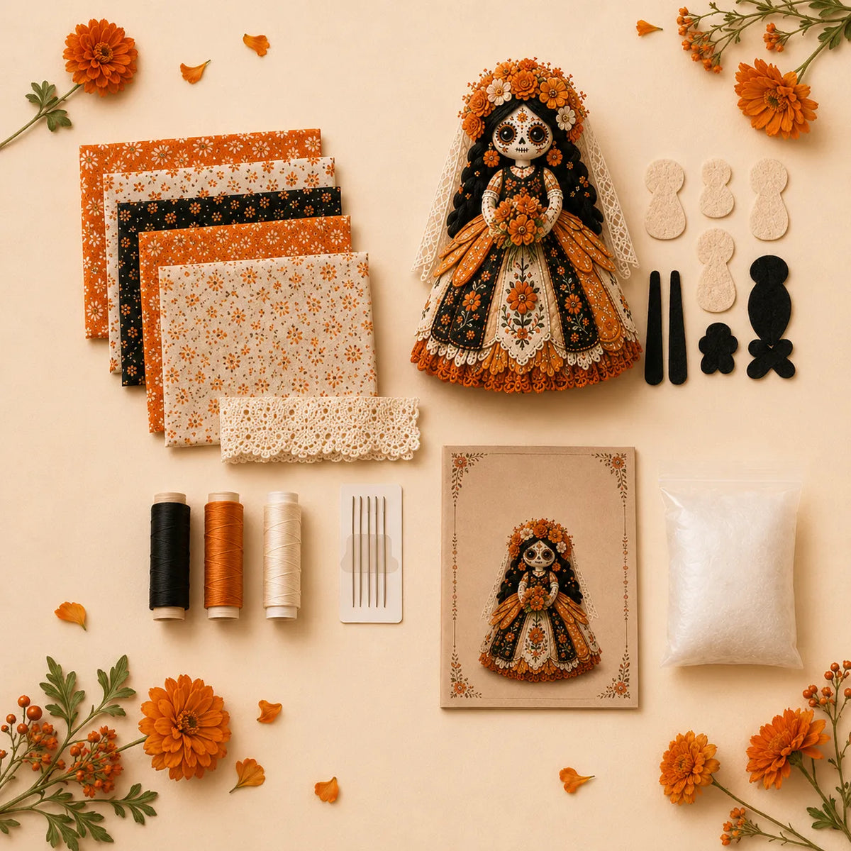 Day of the Dead Patchwork Pop Naaipakket - DIY Knutselset voor Beginners
