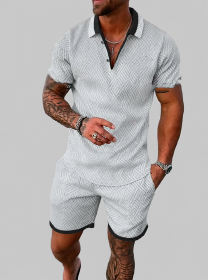 Heren Slim Fit Set – Casual voor Zomergebruik, Met Korte Mouwen en Rits