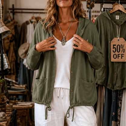 Dames Vest met Capuchon en Trekkoord - Lichtgewicht Gebreid