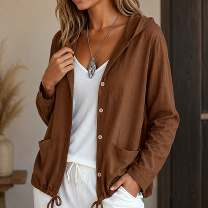 Dames Vest met Capuchon en Trekkoord - Lichtgewicht Gebreid
