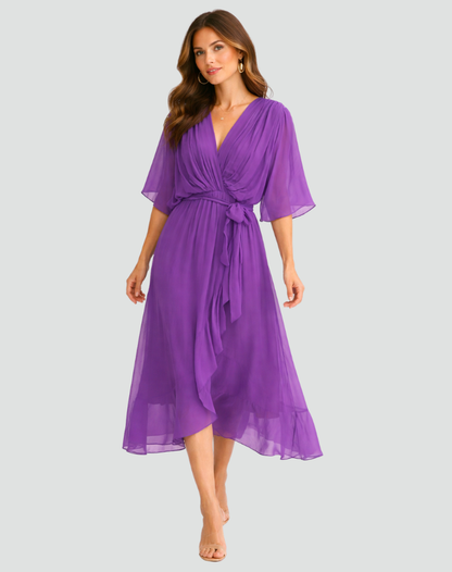 Dames Wikkeljurk Midi met V-hals en Ruffle Rok