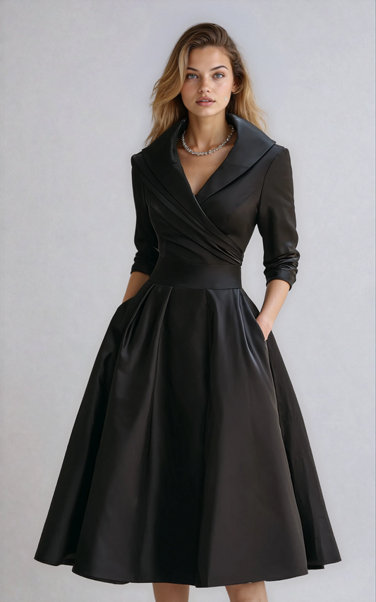 Dames Midi Jurk – Getailleerd, Kraag, Casual voor Diverse Gelegenheden