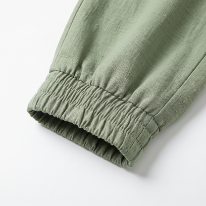 Dames Joggingbroek Linnen Blend met Trekkoord en Boord