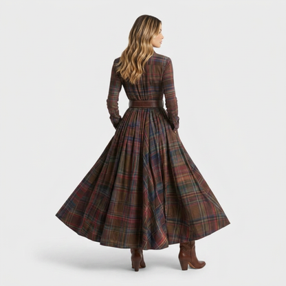Dames Blousejurk Geruit met Lange Mouwen