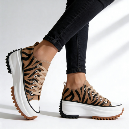 Dames Platform Sneakers met Canvas Upper en Dikke Zool