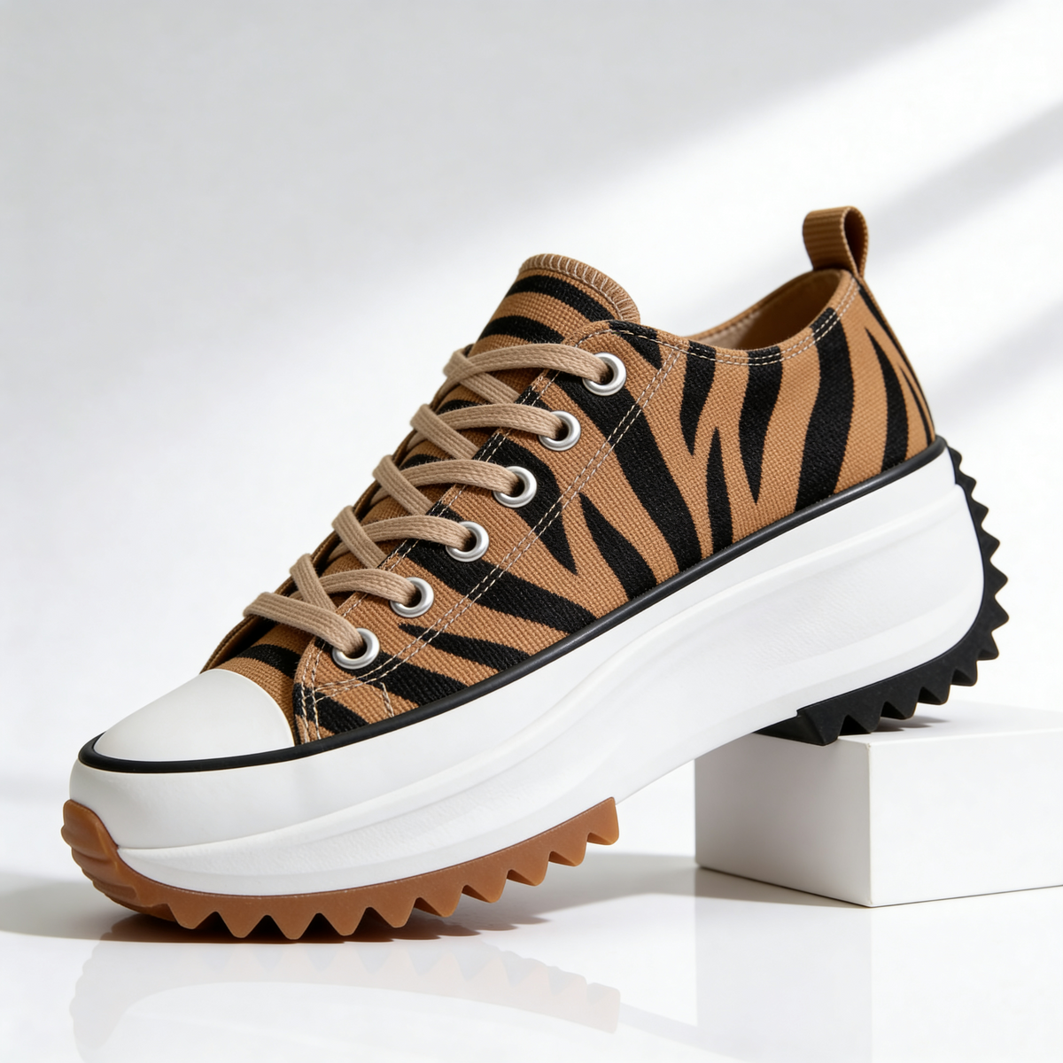 Dames Platform Sneakers met Canvas Upper en Dikke Zool