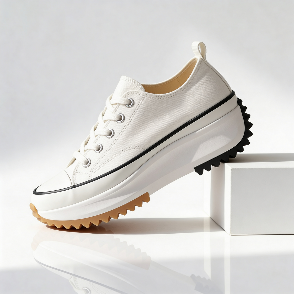 Dames Platform Sneakers met Canvas Upper en Dikke Zool
